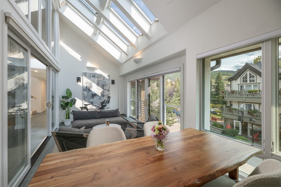 Vail Village Plaza — living area with skylights